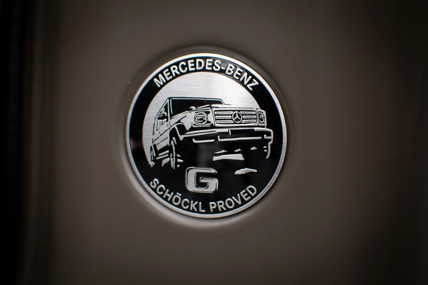 Mercedes-Benz Schöckl Proved heritage badge on G-Class door pillar