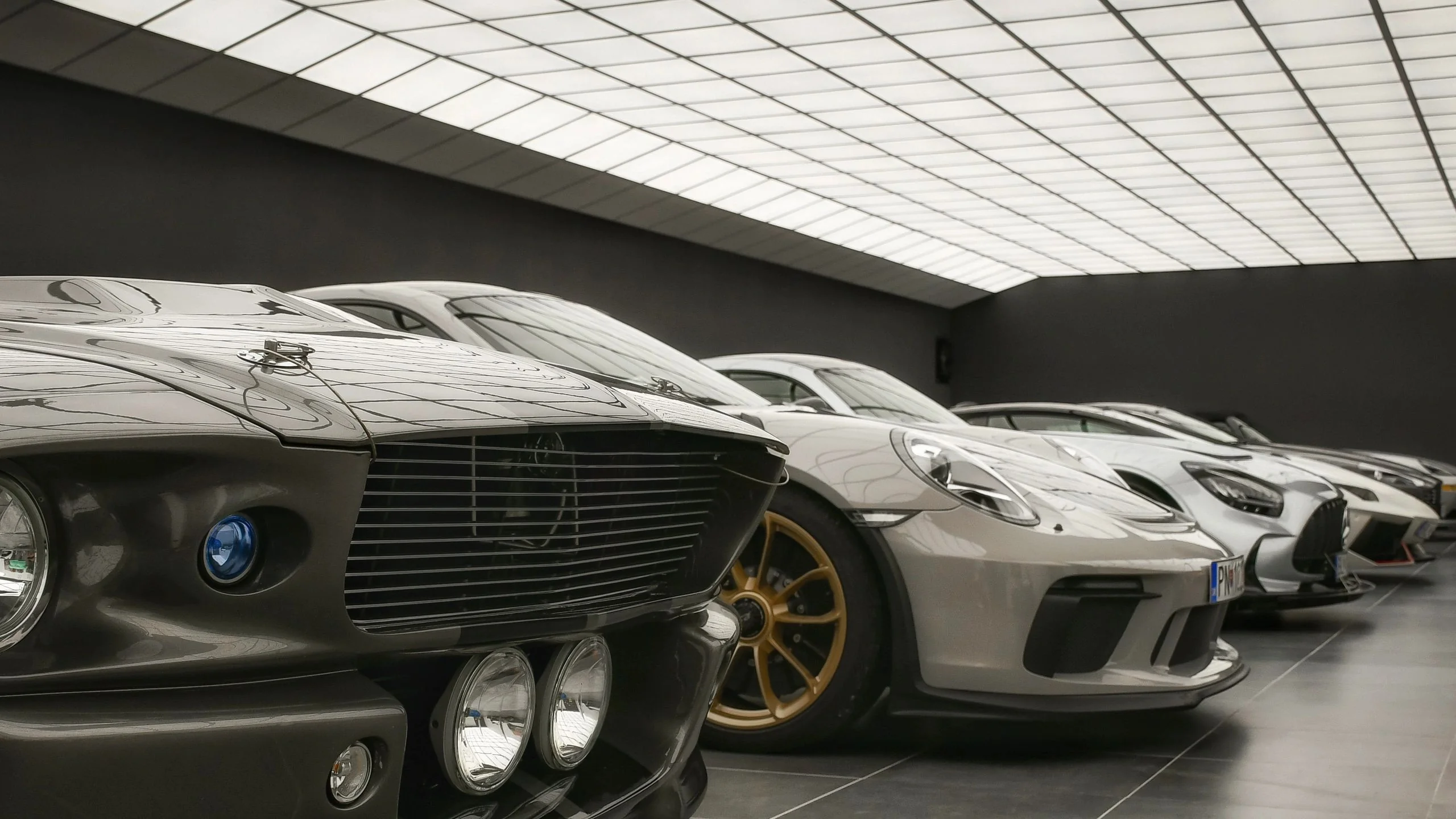 Batman Garage interior with supercars