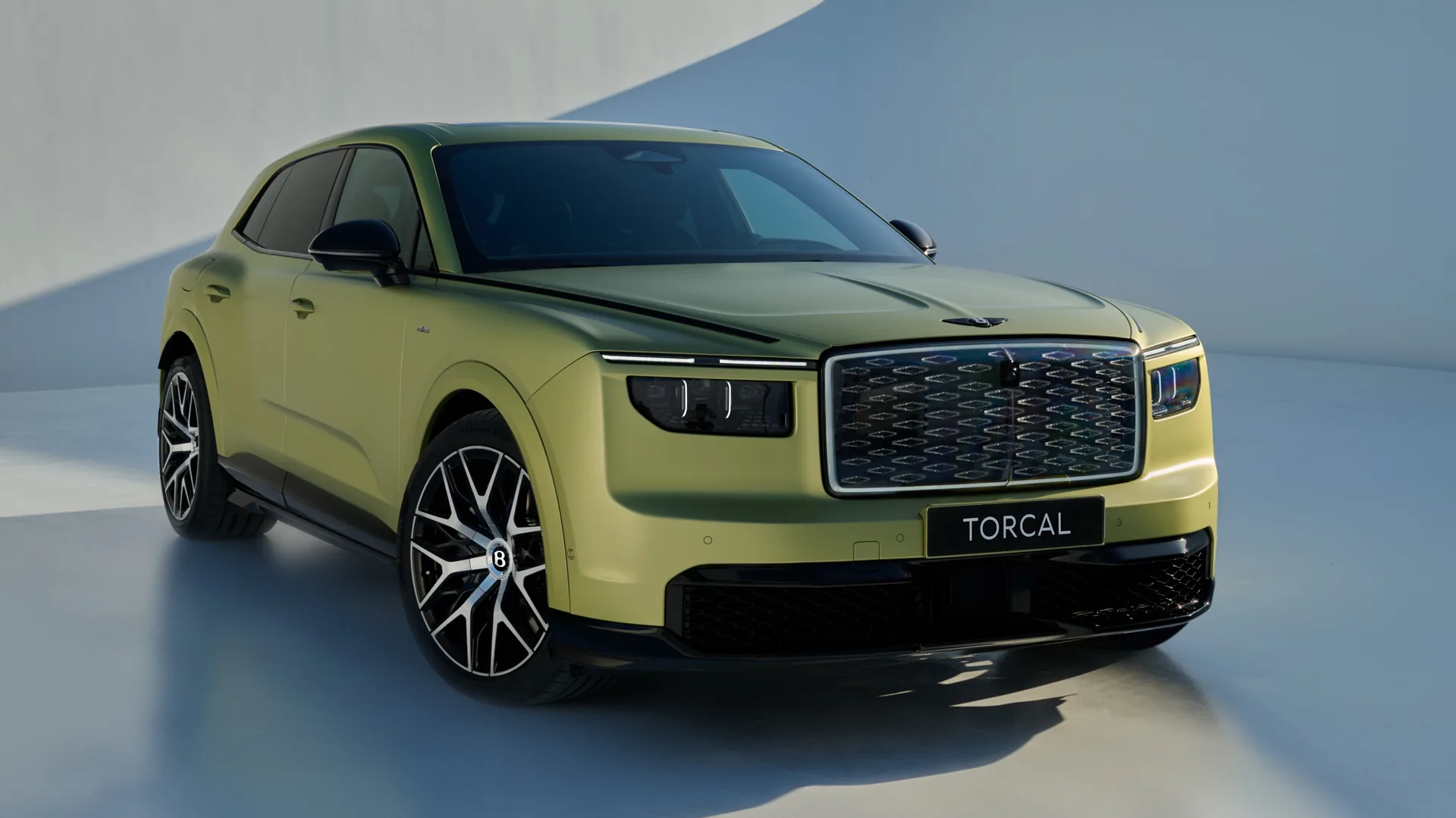 Bentley Torcal front three-quarter view — Crewe's first fully electric SUV revealed in London