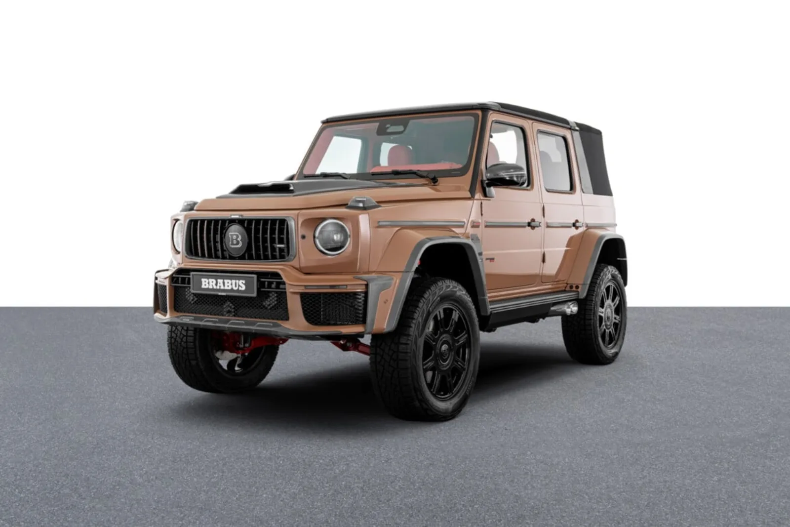 Brabus 800 Cabrio front three-quarter with Widestar body kit, exposed carbon fender flares and 24-inch Monoblock ZM Platinum Edition forged wheels