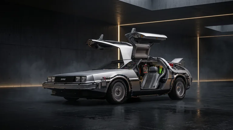 DeLorean DMC-12 Back to the Future time machine with open gullwing doors