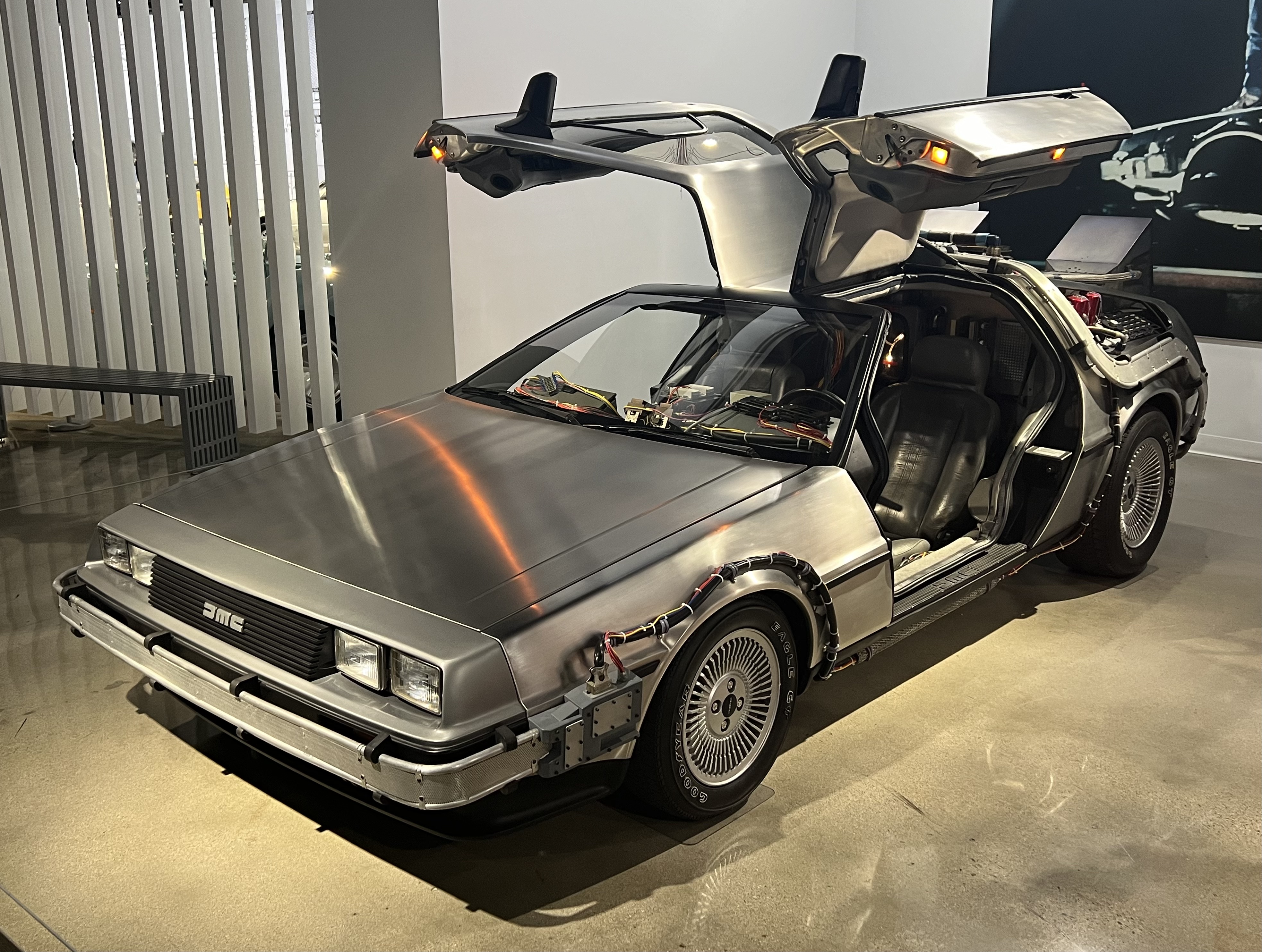 1981 DeLorean DMC-12 Back to the Future time-machine exhibit at the Petersen Automotive Museum