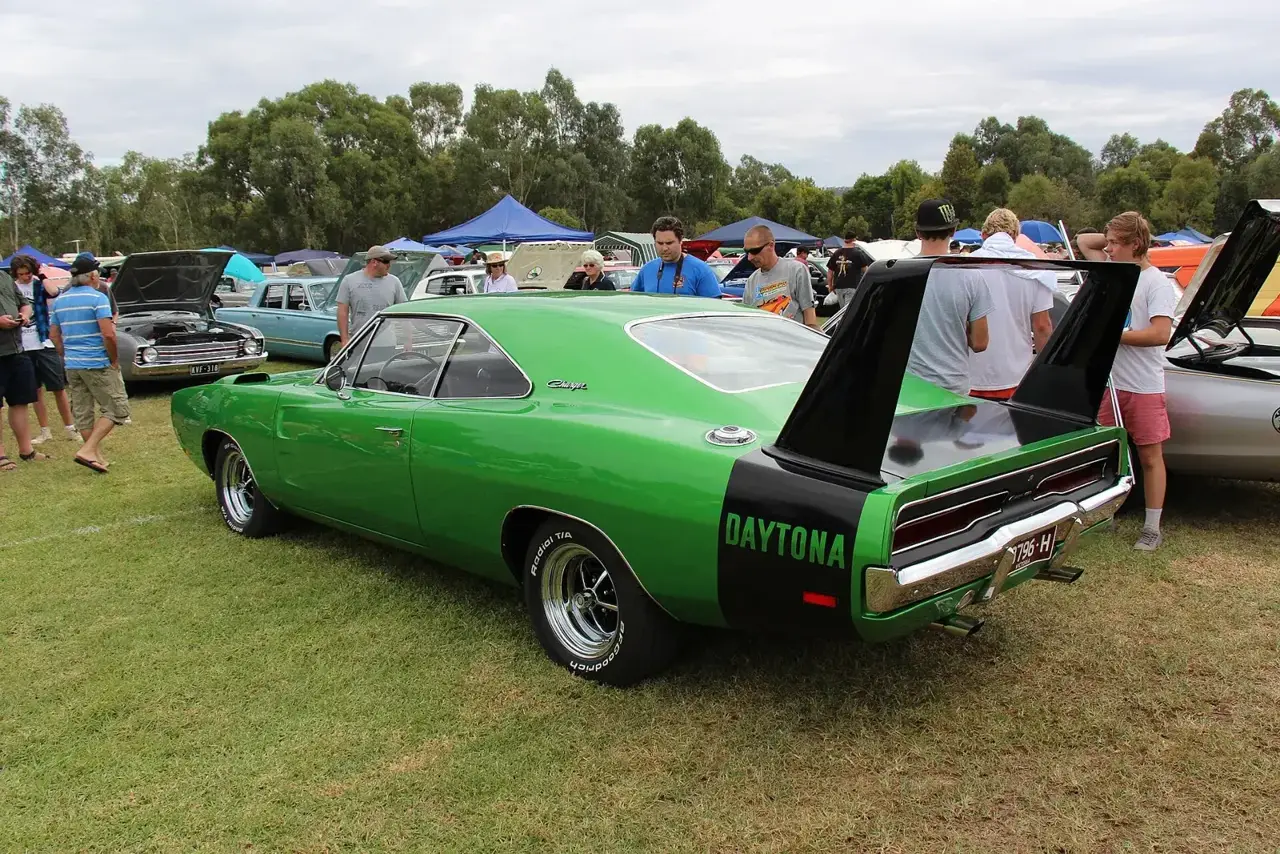 1969 Dodge Charger Daytona with nose cone and tall rear wing, the car Dom Toretto drives in Fast & Furious 6