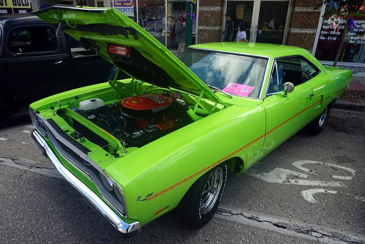 Green 1970 Plymouth Road Runner, the car Dom Toretto drives in his Tokyo Drift cameo