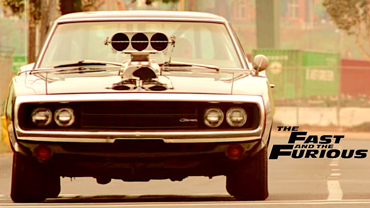 Dominic Toretto’s black Dodge Charger during a scene from The Fast and the Furious