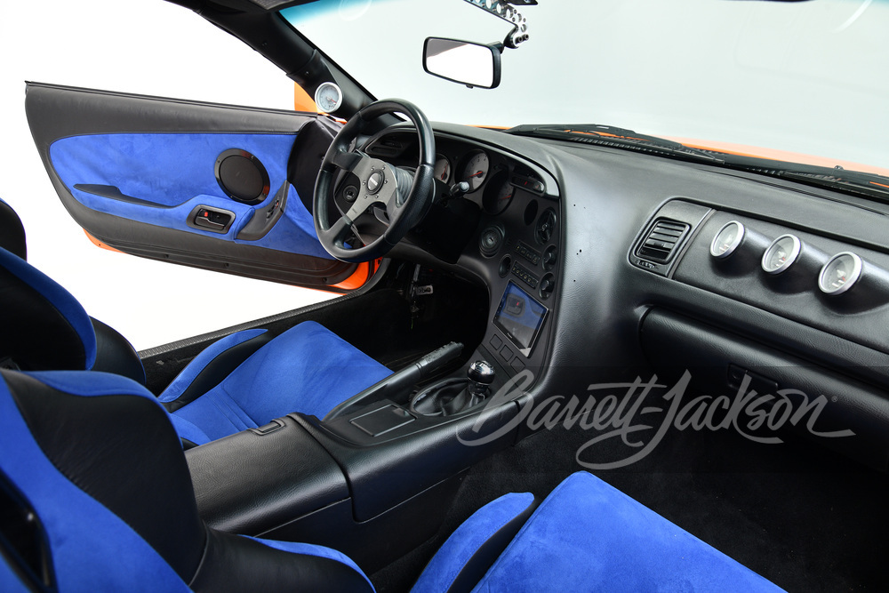 Black and blue cockpit of the screen-used 1994 Toyota Supra