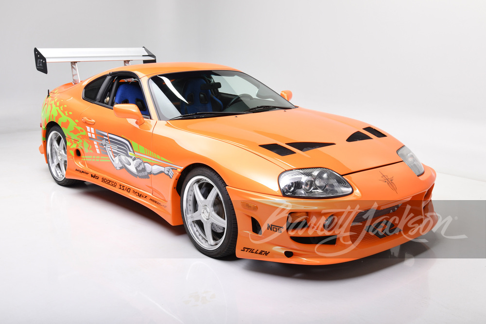 Orange 1994 Toyota Supra Mk IV in front three-quarter view