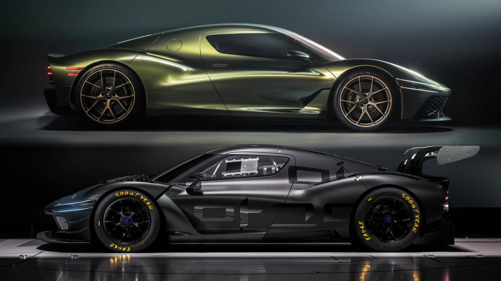 Genesis Magma GT road concept above the Magma GT3 race concept