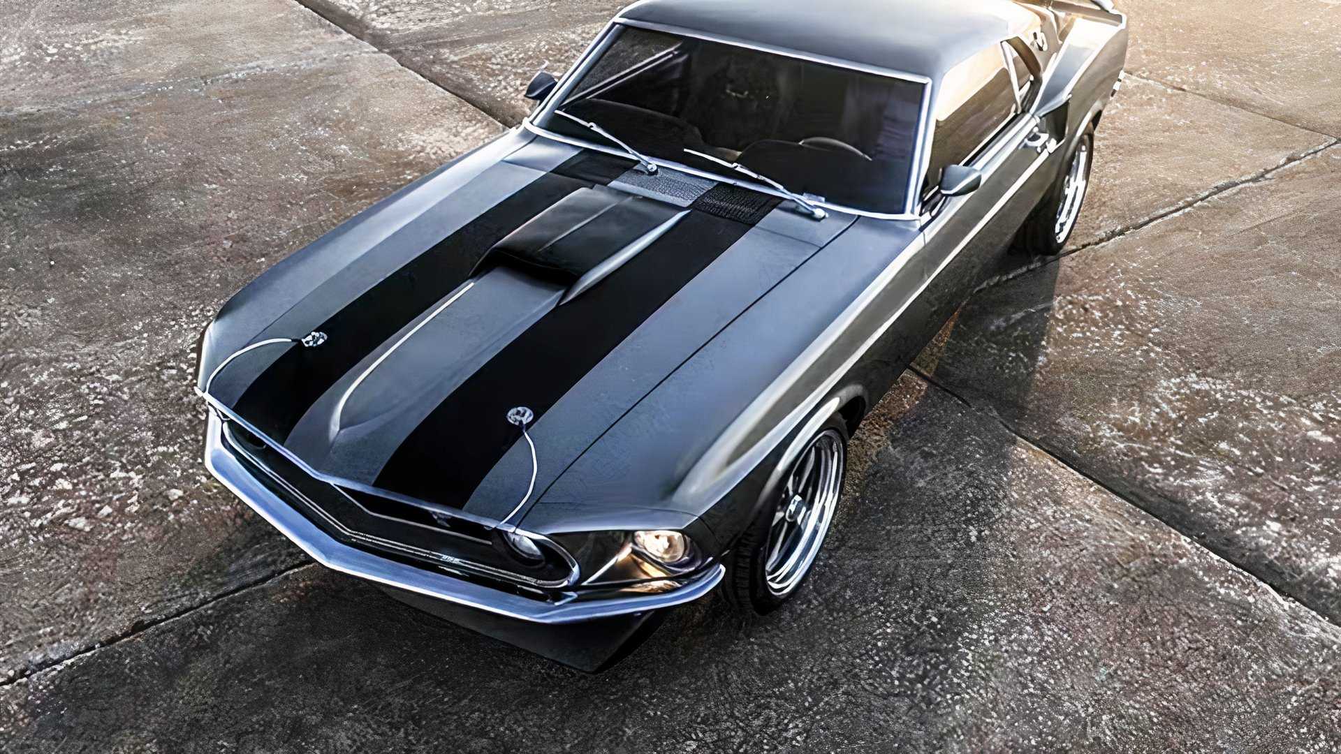 Dark 1969 Ford Mustang styled as John Wick’s Boss 429