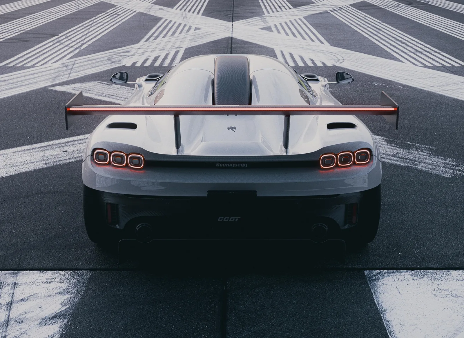 Koenigsegg CCGT1 on-track with optional Track Package slicks, roll cage and race exhaust generating peak aerodynamic load