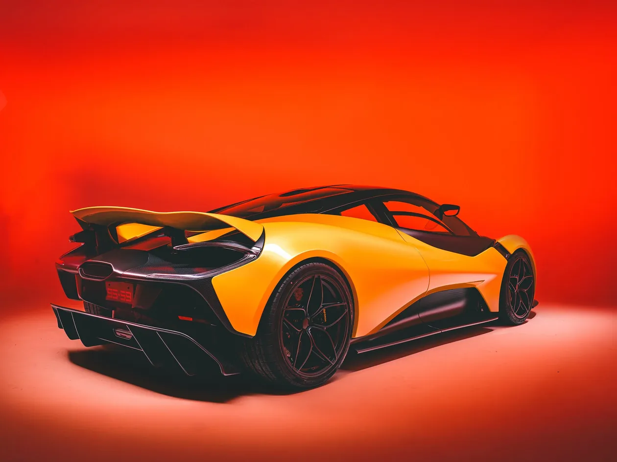 Lanzante 95-59 HDK rear three-quarter rendering with fixed carbon rear wing and rear diffuser