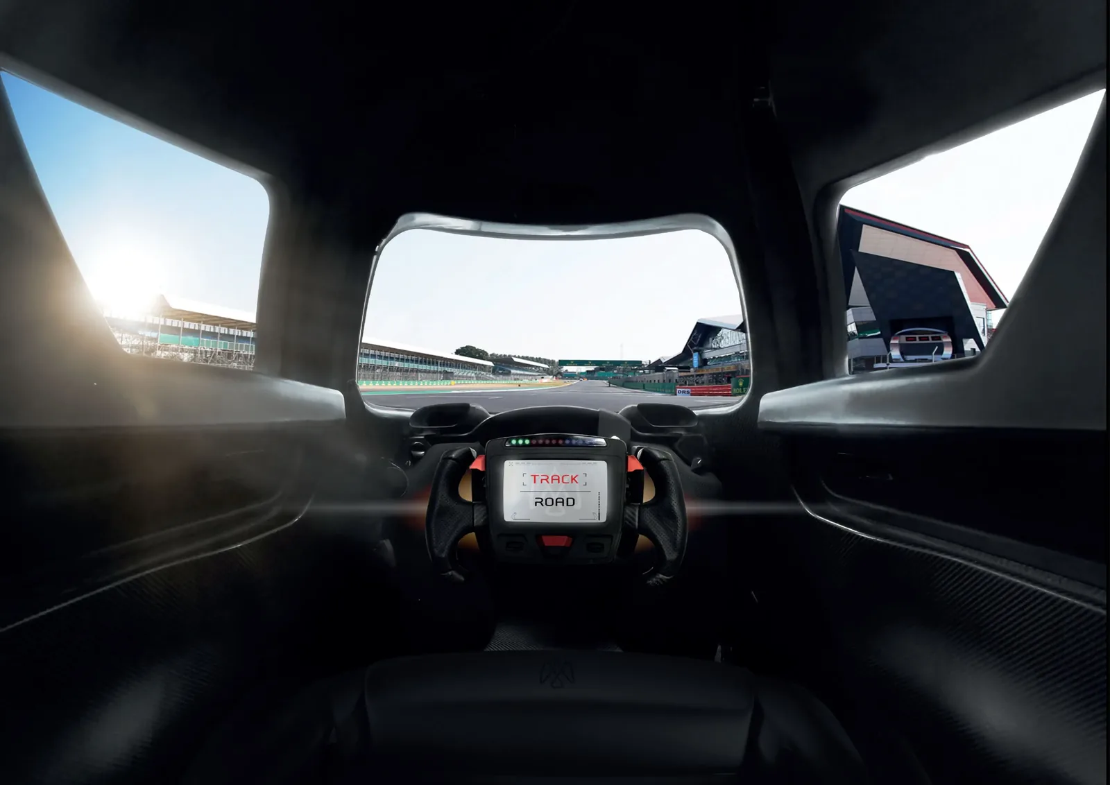 McMurtry Spéirling Pure single-seat cockpit with F1-style steering wheel