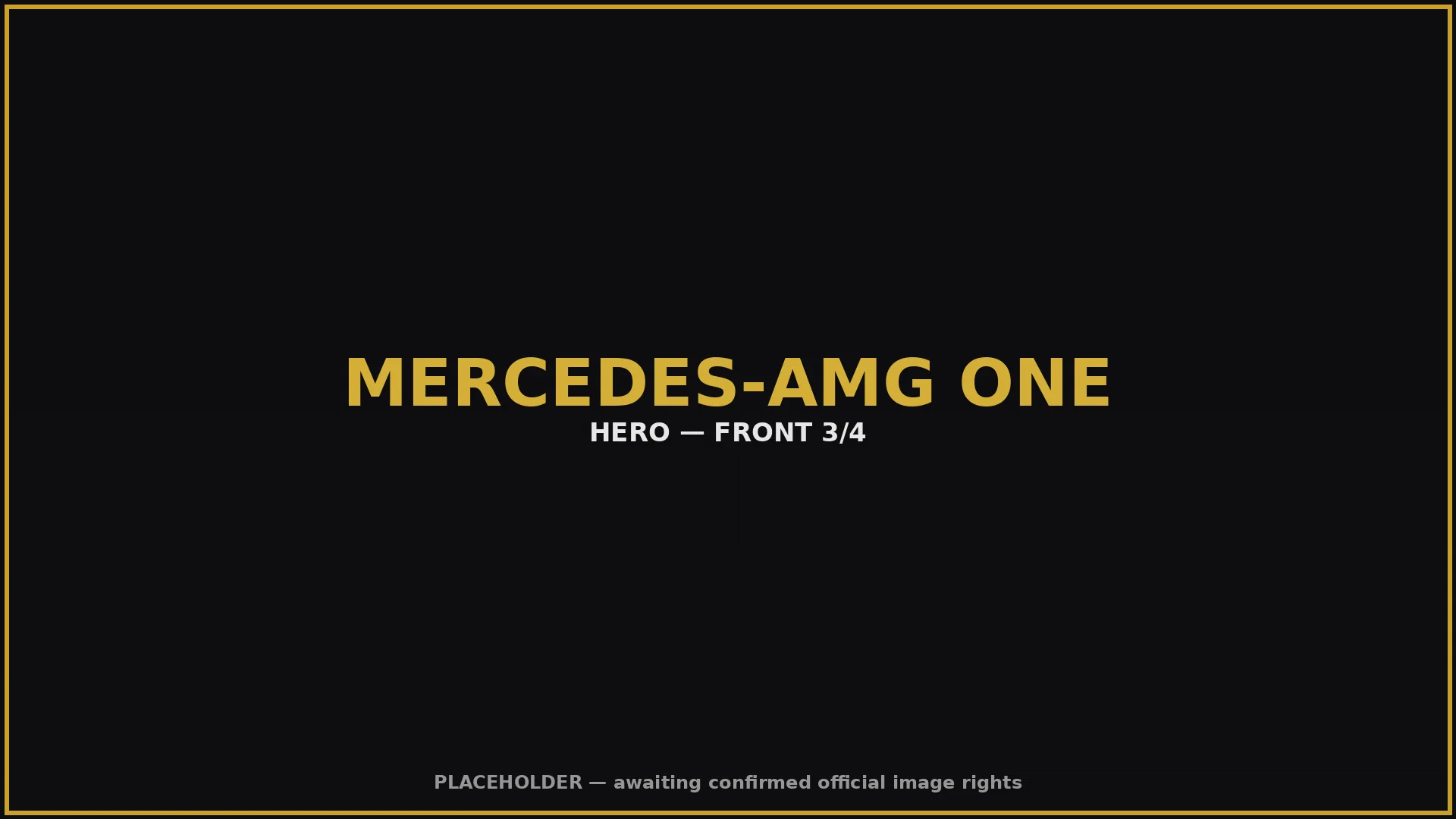 Front three-quarter view of the Mercedes-AMG ONE Formula 1-derived hybrid hypercar in red on a race track at dusk, headlights lit