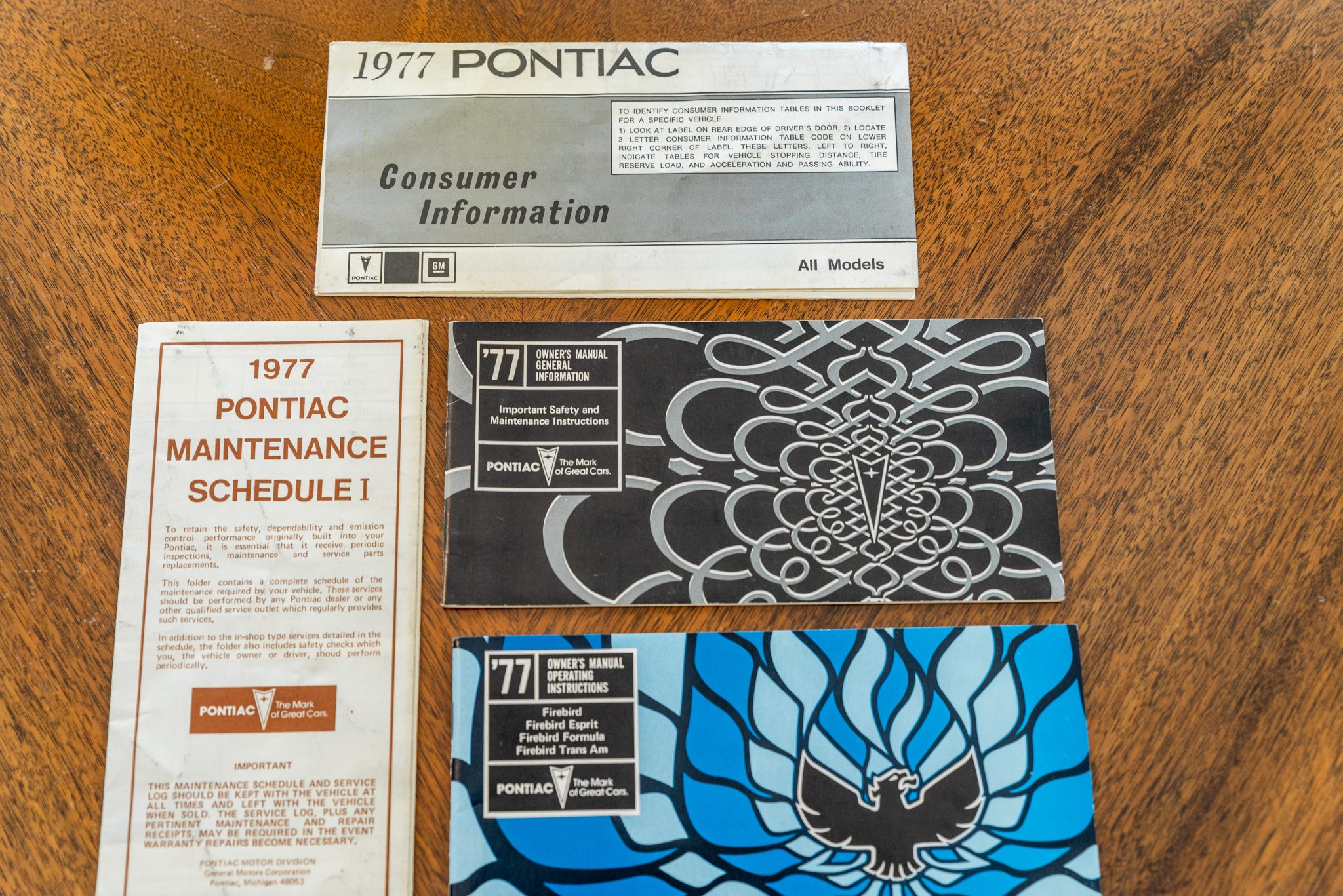 Original 1977 Pontiac Firebird Trans Am manuals and owner documentation