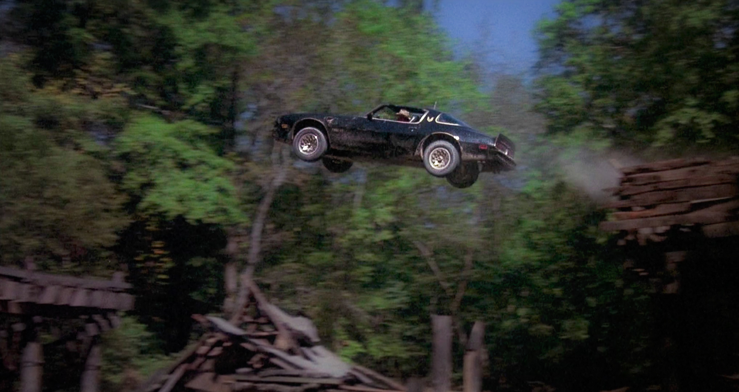 Pontiac Trans Am airborne during the bridge jump in Smokey and the Bandit