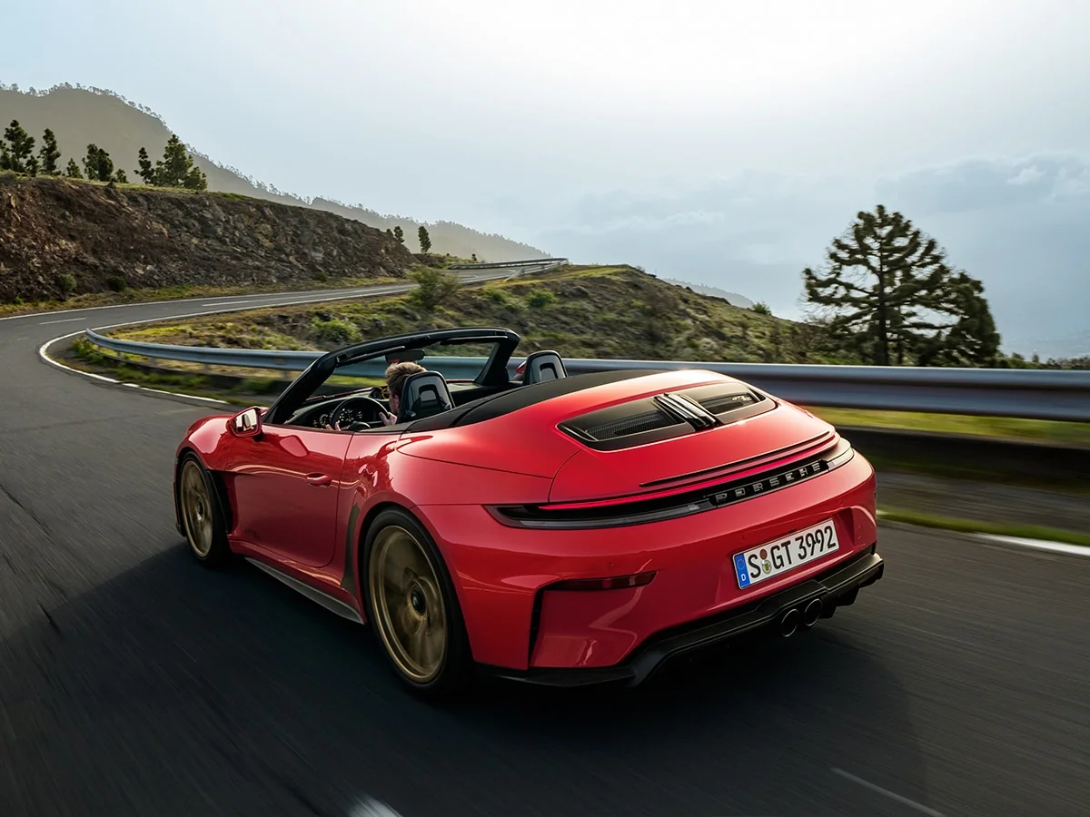 Porsche 911 GT3 S/C rear view on Tenerife mountain road