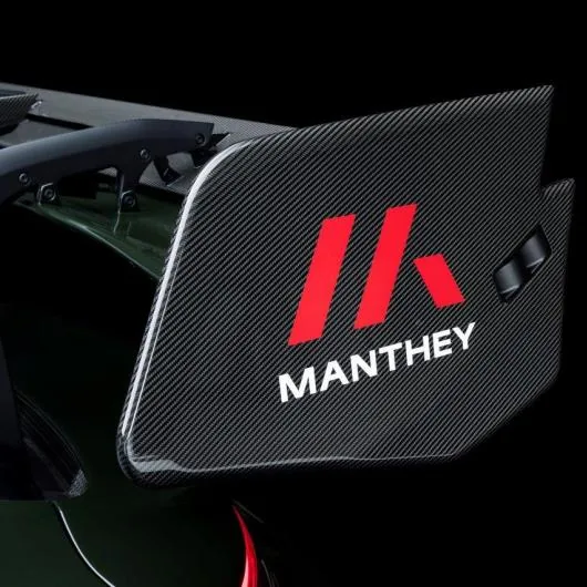 Carbon rear wing endplate with red Manthey logo