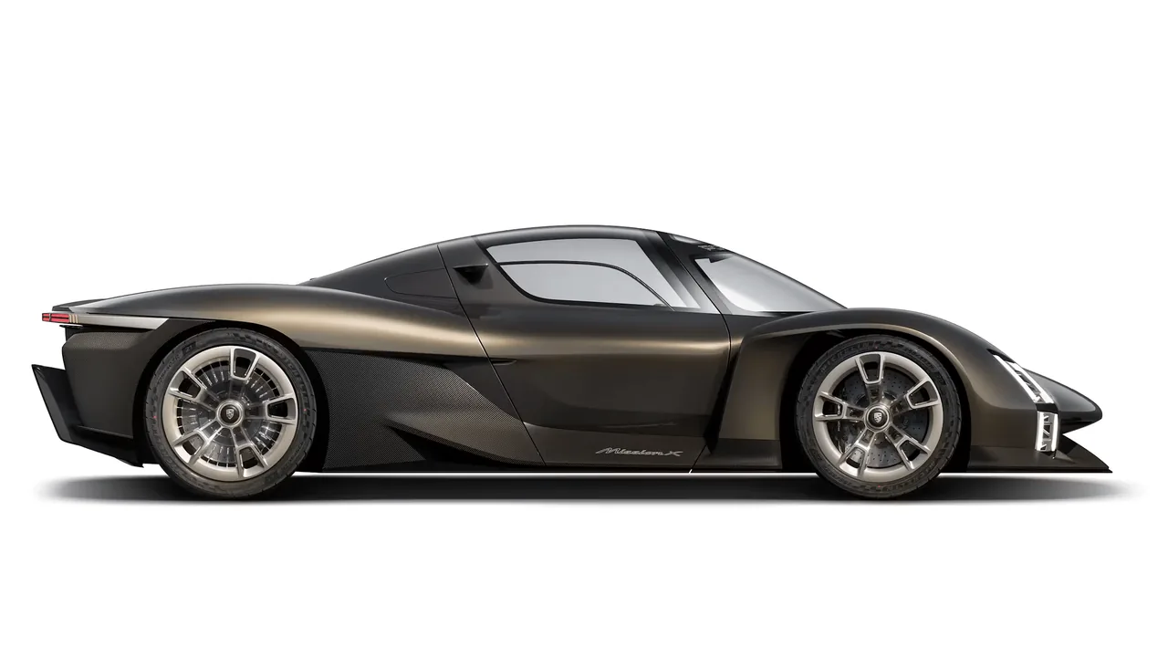 Porsche Mission X concept side profile in dark bronze