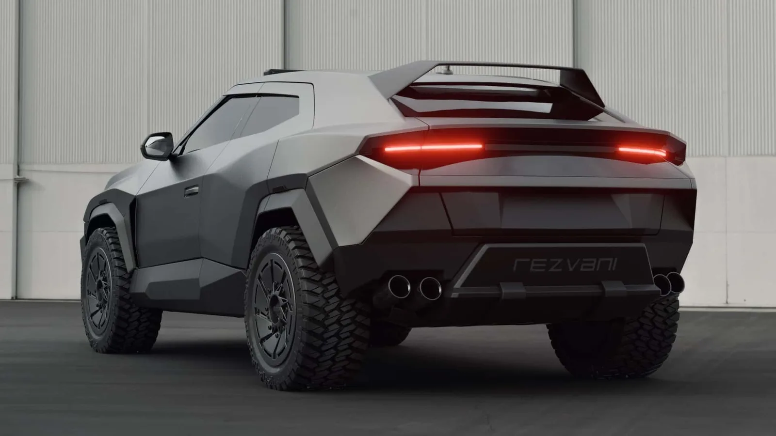 Rezvani Knight Dark Knight side profile — carbon fibre wide-body kit over Lamborghini Urus