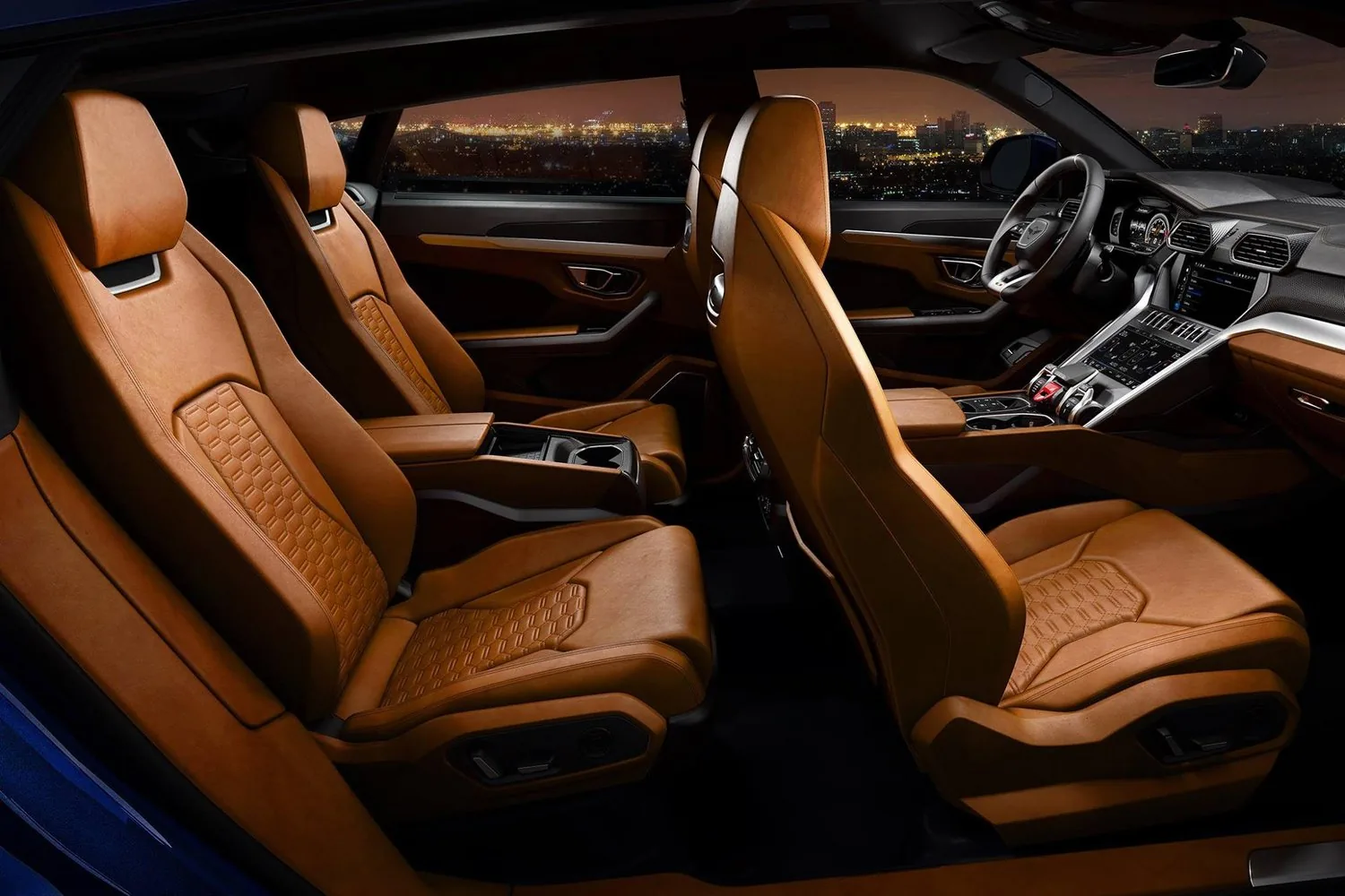 Rezvani Knight interior cockpit — Urus dashboard with premium leather and tactical upgrades