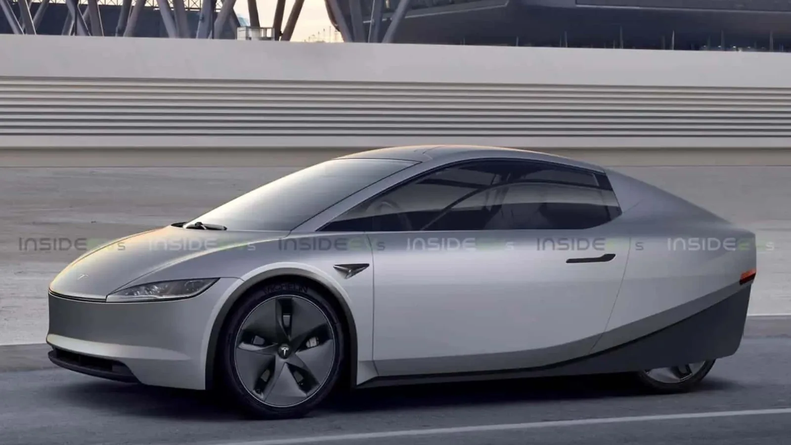 Tesla Cybercab top-down render showing the compact two-seat footprint and tapered tail