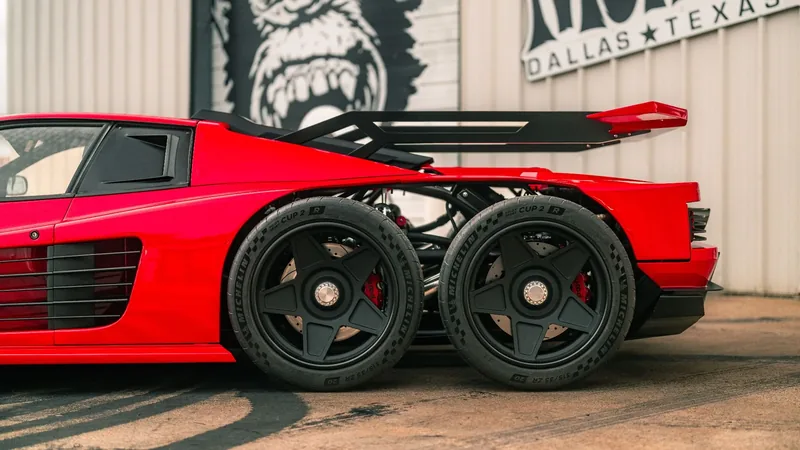 Gas Monkey Garage Ferrari F6, a six-wheeled Testarossa in Rosso Corsa
