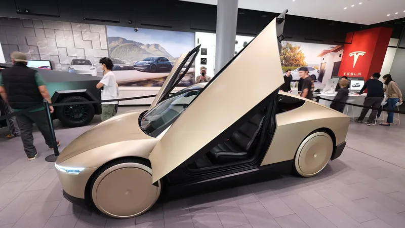 Tesla Cybercab robotaxi, a two-seat autonomous EV with no steering wheel or pedals